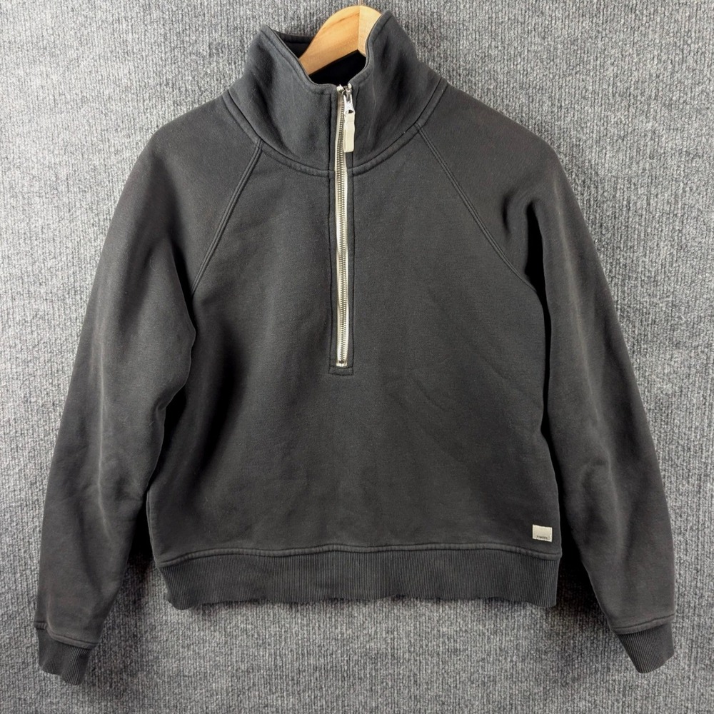Vuori Restore Sweatshirt S Half Zip Charcoal Gray Organic Cotton Yoga Gym